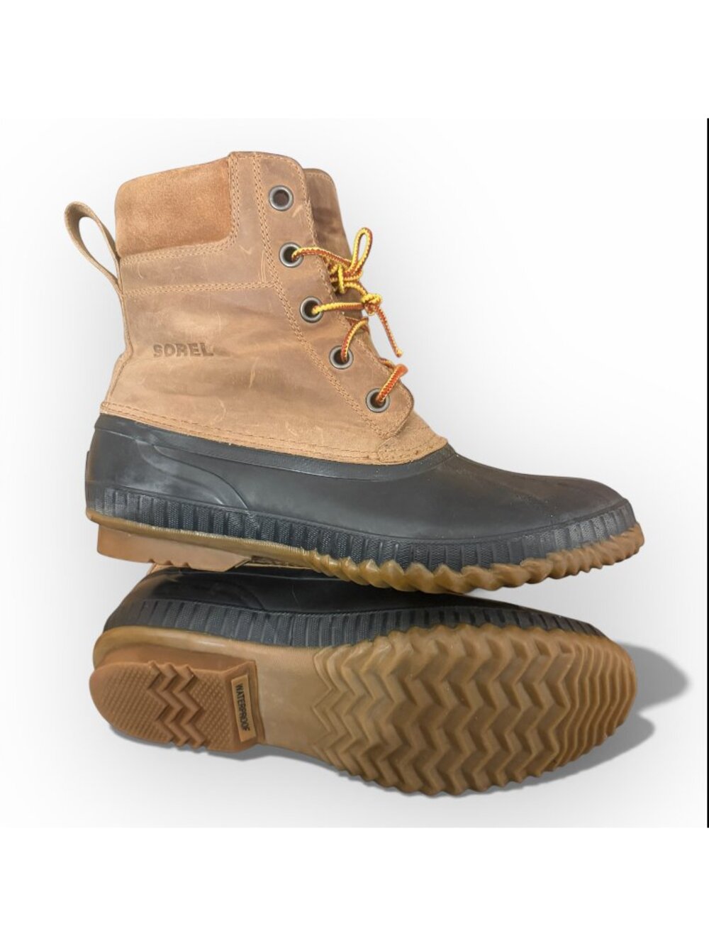 Sorel Mens Waterproof Leather Duck Boots Durable Winter Traction Sole - Size 12